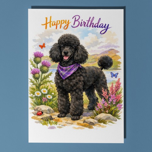 Black poodle fluffy birthday - black,