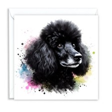 POODLE BLACK DOG WATERCOLOUR