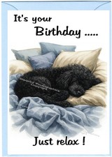 Poodle Black Dog Birthday Card