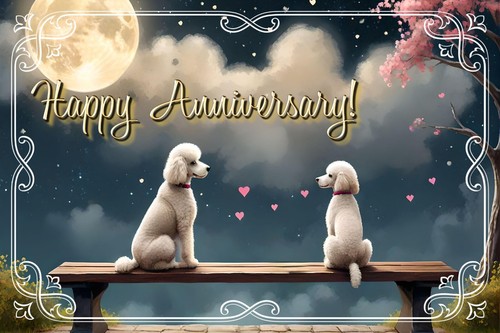 Happy anniversary poodle - poodle, card