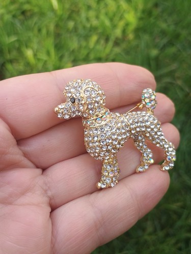 Crystal poodle dog brooch - poodle,