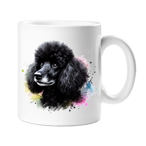 Black poodle dog - dog, watercolour