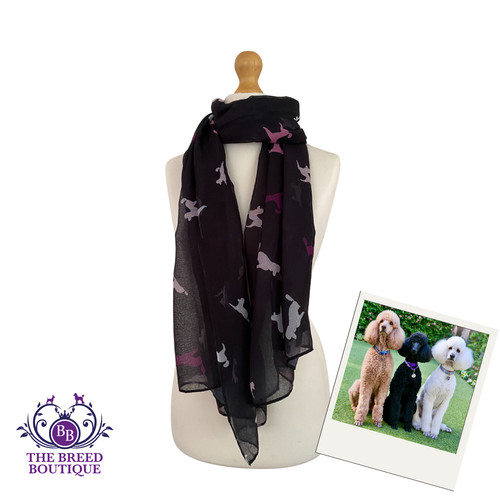Poodle silhouette ladies - silhouette, scarf