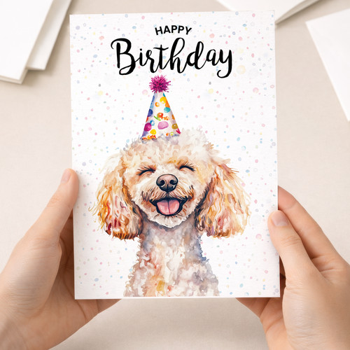 Poodle dog birthday card - poodle,
