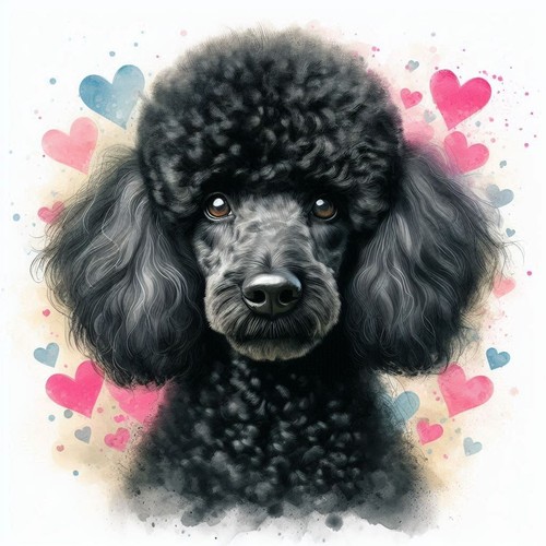 Luxury black poodle birthday - black,